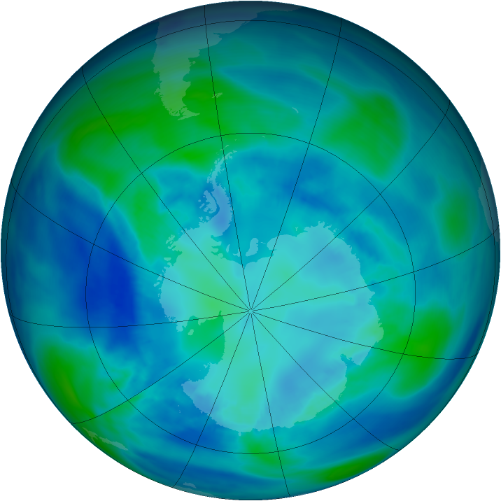 Antarctic ozone map for 14 April 2007